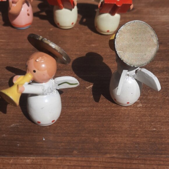 Miniature Angel Choir Painted Wood Musical Band with Instruments VTG Holiday 1.5 - Picture 4 of 15